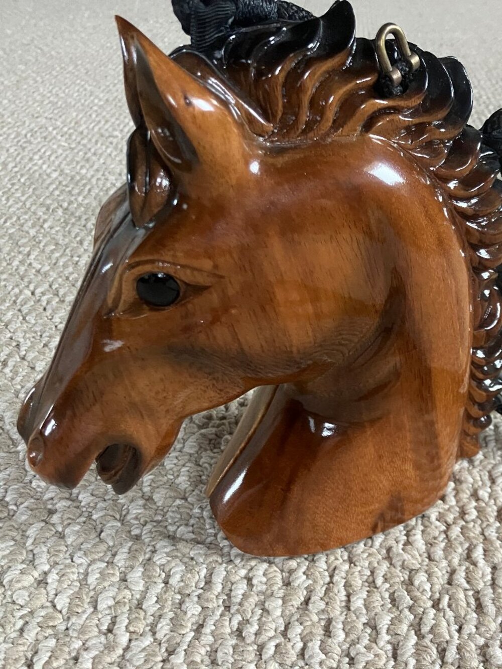 Timmy Woods Horse Head Shoulder Bag/Crossbody/Purse Carved Acacia Wood NWT